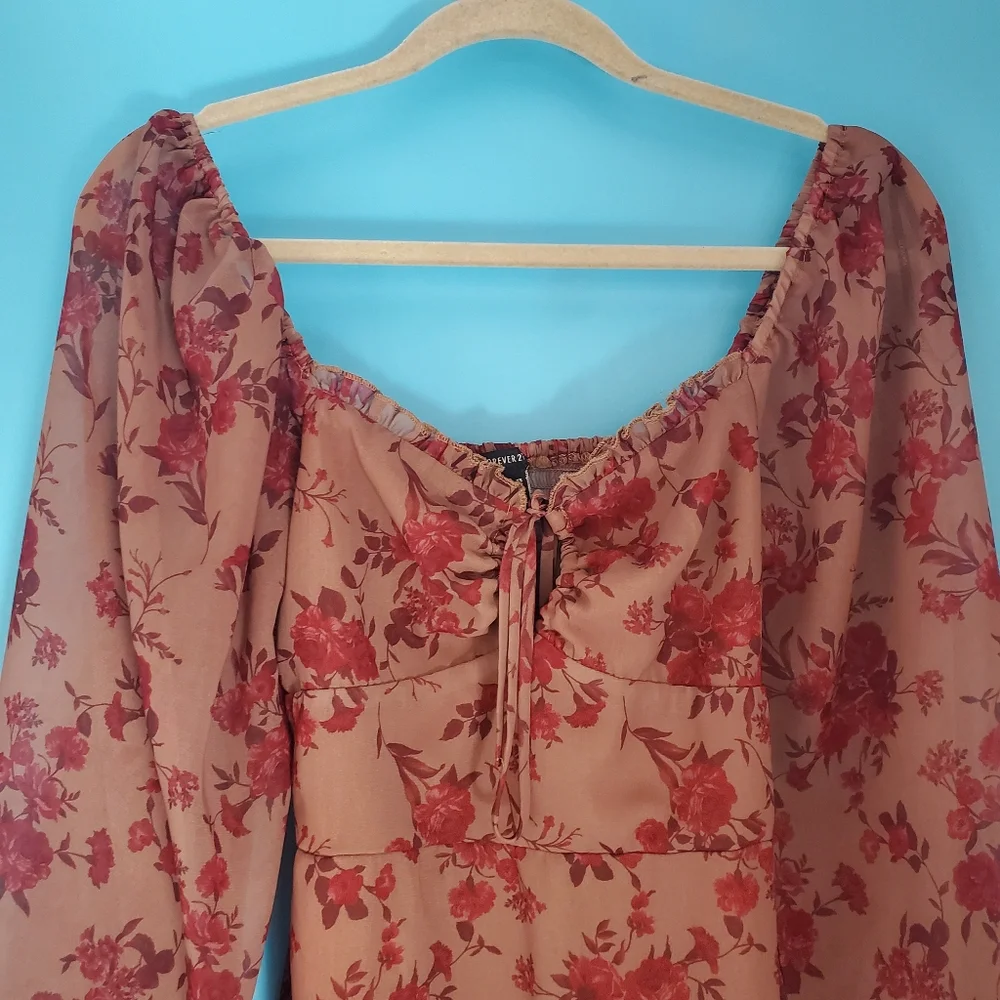 Forever 21 Tunic Size XS Floral Long Sleeve - Picture 2 of 5